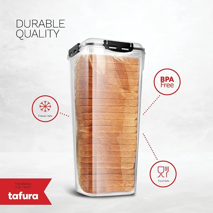 Tafura Bread Containers, 2 Pack, 5 L, Airtight BPA-Free Bread Boxes | Holds homemade loaves, store-bought bread, bagels, baguettes, and other baked favorites.