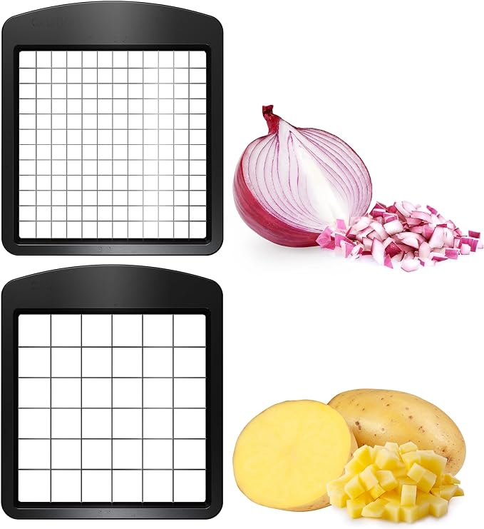 Fullstar Blade Replacement Set For Select Fullstar Vegetable Chopper Models | 2 pc Insert Set, Large Dicer for Potatoes & Apples, Small Dicer for Onions & Tomatoes, 3.9 x 4.4 inches