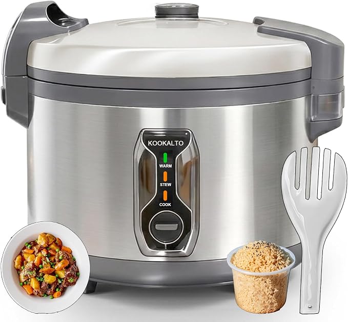 16L Large Commercial rice cooker (90-Cup Cooked), Electric Rice Cooker & Warmer for 65-75 People, 1550W Stainless Steel cooker, One-Touch Operation | Non-Stick Inner Pot | Auto Keep Warm