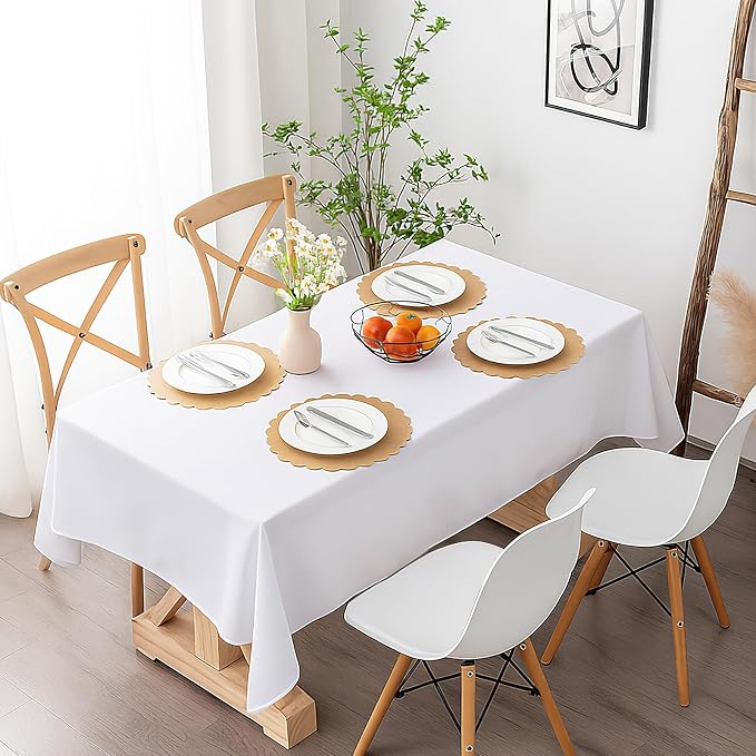 60 Pcs Kraft Paper Placemats, 13.5 Inch Scalloped Placemat Disposable Round Table Place Mats Decorative Paper for Dining Table Birthday Rustic Farmhouse Holiday Party (Pack of 2)