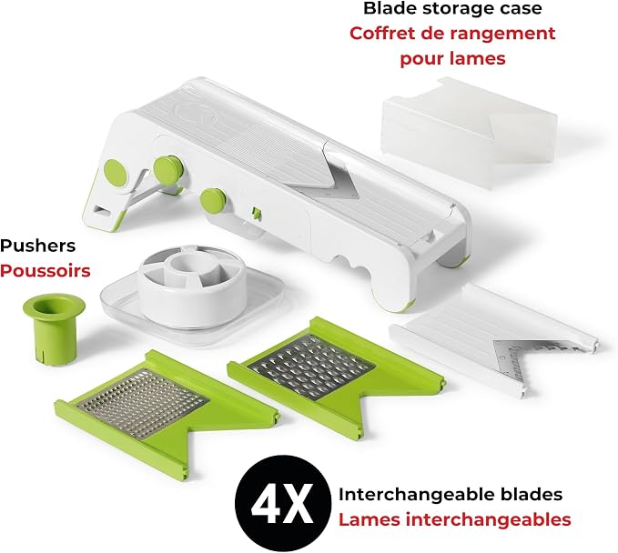 Starfrit Cubing Pro Mandoline Slicer & Dicer, 4 Blades, 10 Settings, White