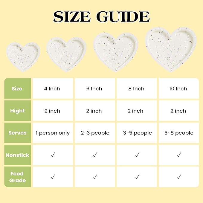 10 Inch Heart Shaped Cake Pans Silicone, Cream, Confetti | Set of 2, Large Nonstick, Food Grade Silicone Heart Molds, Easy to Clean, Oven Air Fryer Freezer Safe