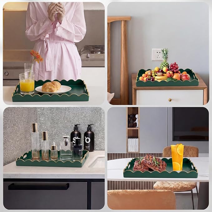 AGIOTA Coffee Table Trays for Living Room Serving Tray with Handles, Modern Large Tray for Ottoman Coffee Table