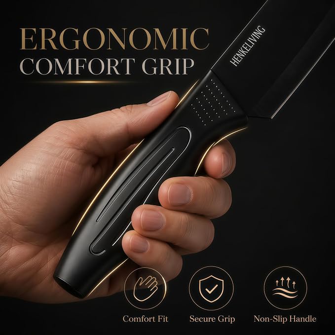 Knife Set with Built-in Sharpener Block, Dishwasher Safe | 14-Piece, High-carbon stainless steel blades, Ultra-sharp edges, Ergonomic non-slip handles, Great gift