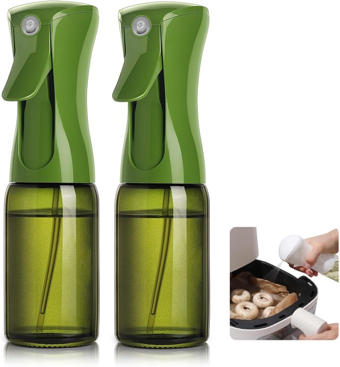 oil spray 150ml Glass. Fine Mist Spray Bottle for Air Fryer, Olive Oil, Healthy Nonstick Frying, Commercial & Home Kitchen Use (2Pcs 150ml DarkGreen Glass)