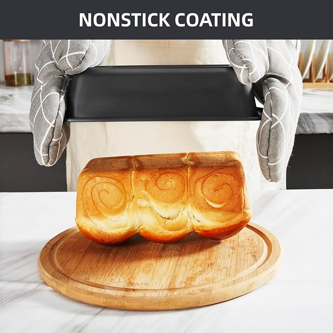 CasaCulina Baking Pans Set, 5-Piece Nonstick Bakeware Sets, Black | Kitchen Cookware Sets Baking Supplies with Round/Square Cake Pan, Muffin Loaf Roast Pan, Baking Sheets for Oven, Black