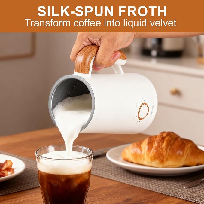 Milk Frother, Electric Milk Frother and Steamer 400W | Automatic Warm and Cold Foam Maker and Milk Warmer 4 in 1 with 2 Whisk for Latte, Cappuccino, Macchiato, Hot Chocolate Coffee