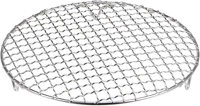 HARFINGTON Round Cooking Rack 9.5-inch 201 Stainless Steel Cross Wire Barbecue Grill Net with 20mm Legs for Cooking Baking Steaming BBQ