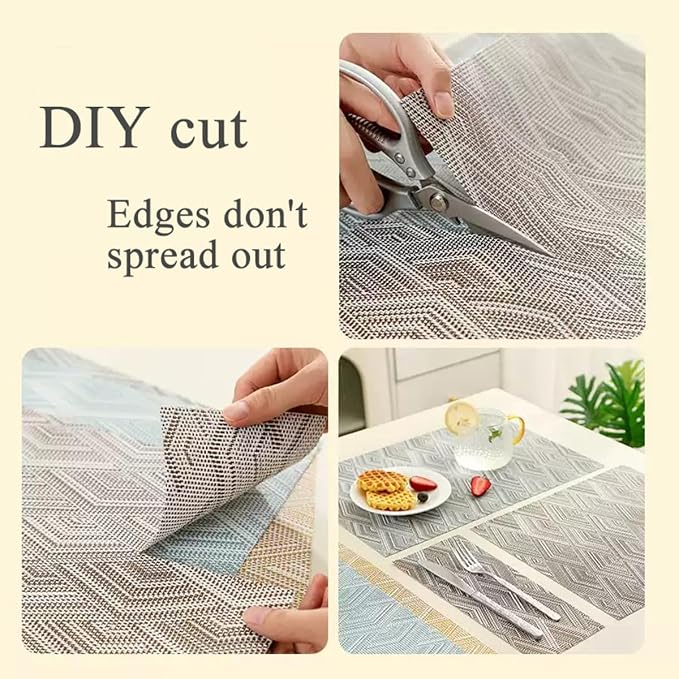Druable Placemats Set of 4, Plastic Heat-Resistant Non-Slip Vinyl Place Mats Washable Easy to Clean Indoor Outdoor (18"x12", Dark Grey)