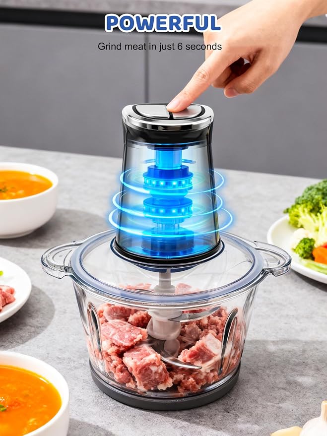 Food Processor, Baby Food Maker, 2 Bowls (10 cup+10 cup) | 800W Meat Chopper/Grinder, Food Puree Maker for Fruit, Vegetable, Nuts, Herbs, Garlic, Meat, 6-Second Quick Soft Food Prep