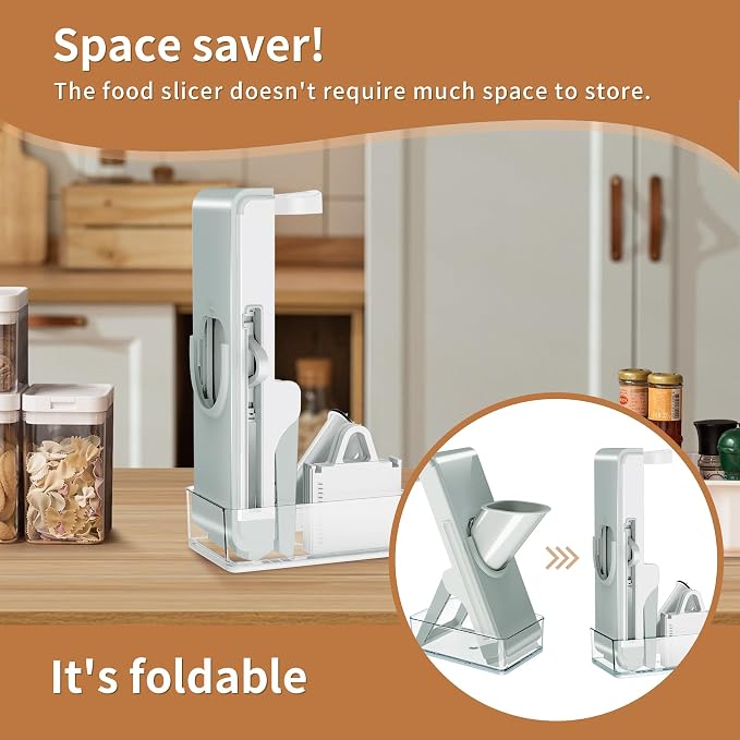 Safe Upgrade Mandoline Slicer with 41% Stronger Blades, Adjustable Thickness Potato Slicer for Chips & Veggies, Effortless Clean Slicer Vegetable Cutter for Daily Meal Prep, Chef-Approved Salad Maker