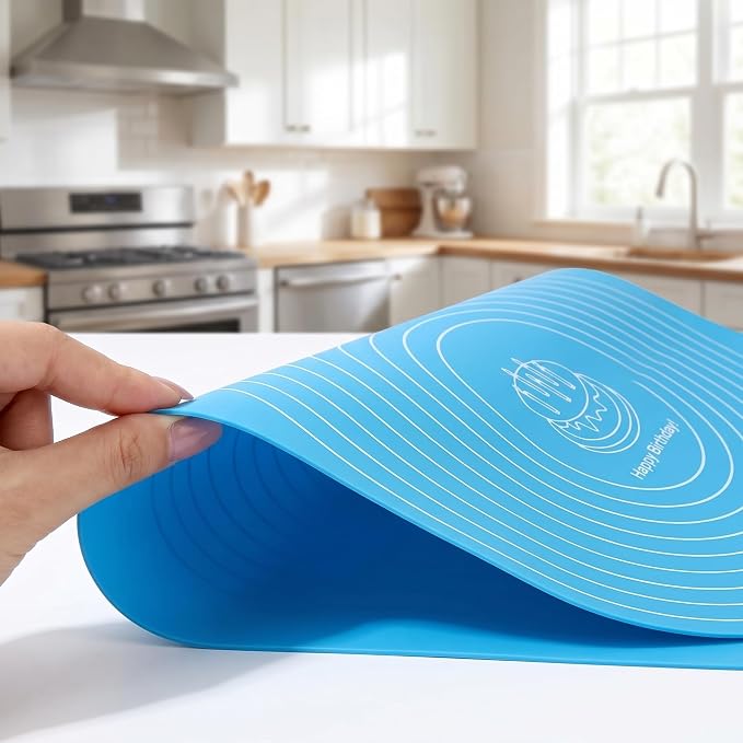 3PCS Round Silicone Baking Mats, 11.8 Inch Reusable Nonstick Pastry Mat with Measurement Guides, Heat Resistant Silicone Baking Mat for Pizza Pan, Dough Rolling, Pastry and Baking