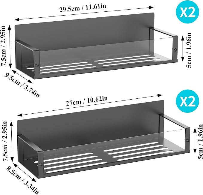 Metal Magnetic Spice Rack for Refrigerator Clear, 4 Pack | Magnetic Shelves Heavy Duty for Fridge in Kitchen, Seasoning Storage Organizer, For Oven Washer and Dryer, For Heavier Items