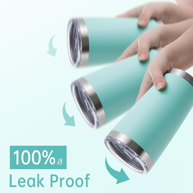 20 oz Tumblers Bulk Stainless Steel Tumbler with Lid, 6 Pack | Turquoise, 20oz Insulated Coffee Mug, Double Wall Vacuum, Powder Coated Cup, for Hot and Cold Drinks