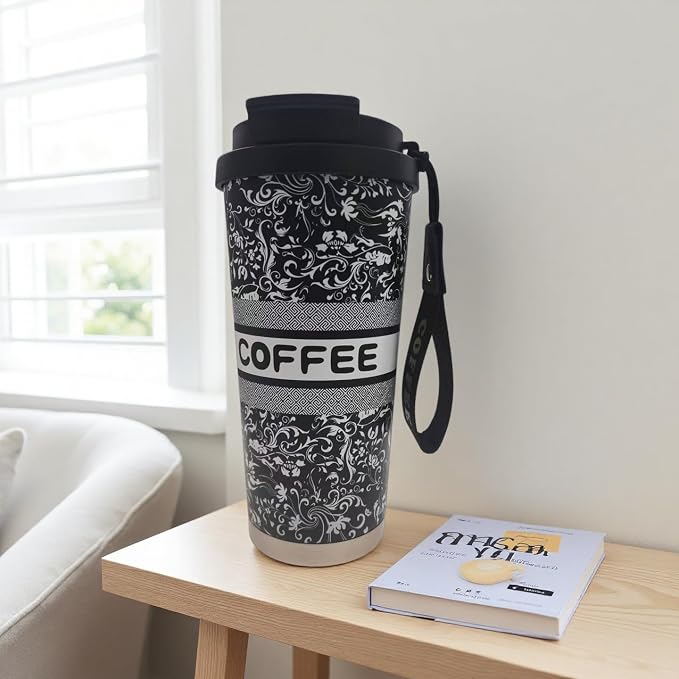Stainless steel insulated Tumbler Portable leak-proof coffee mug 18oz sports water Bottle suitable for car cup holder BPA-free insulated water bottle for sports，school，travel，Simple black