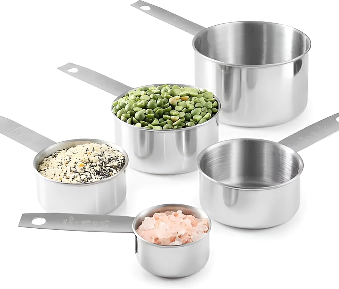 Premium No Rust 10-Piece Stainless Steel Measuring Cups & Spoons Set, Cups and Spoons, Kitchen Gadgets for Cooking & Baking, Easy To Read No Fading Engraved Measurements, & Stackable Design