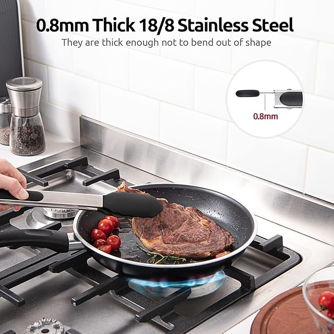 U-Taste Kitchen Tong for Cooking, 600ºF Heat-Resistant Silicone, 12in/Black | Large Tongs for Serving Food, Big Rubber Tong for Grill/BBQ, Silicon Tips & 18/8 Stainless Steel Handle, Smooth Locking