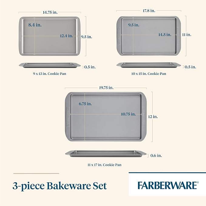 Farberware Nonstick Baking Sheet Set, 3-Piece Cookie Sheets