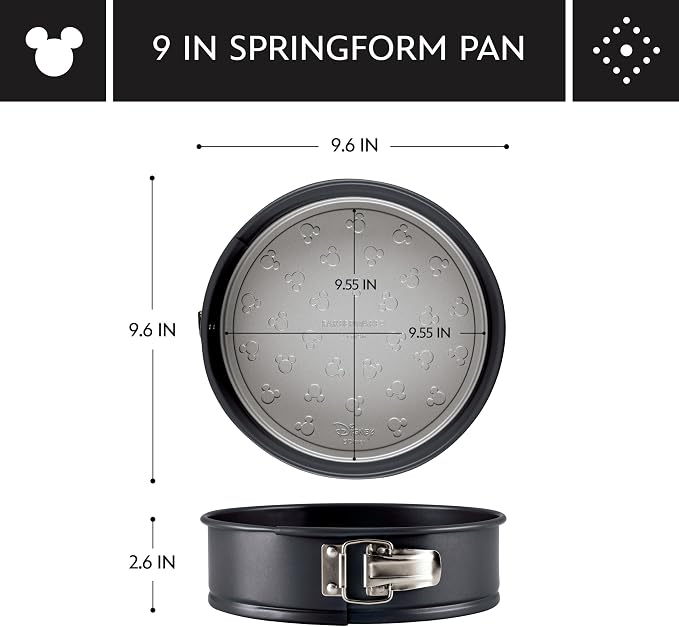 Farberware Disney Bake with Mickey Mouse Nonstick Springform Baking Pan/Nonstick Springform Cake Pan/Nonstick Cheesecake Pan, Round, 9 Inch Non Stick Bakeware Pan - Black