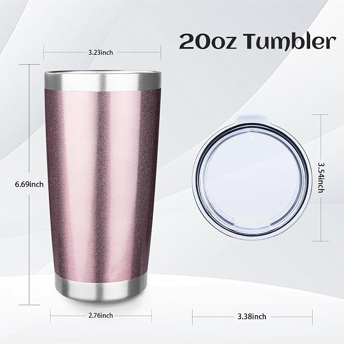 StarSpeed 8 Pack 20oz Stainless Steel Travel Coffee Tumbler,Rose Gold | Travel Coffee Mug Bulk,Spill-proof Lid,Double Wall,BPA-free Travel Cups,Insulated Cup Fits Car Cupholders