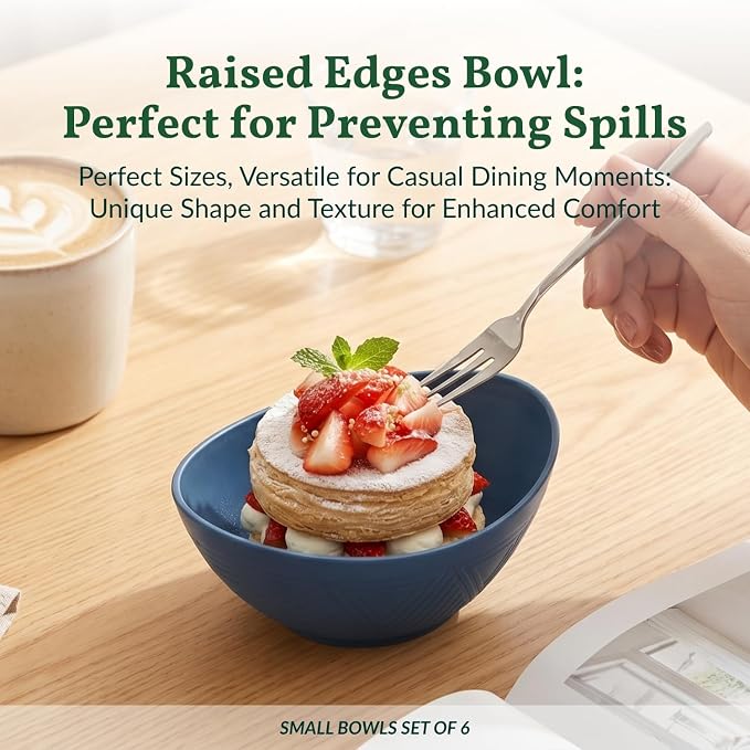 Wheat Straw Bowls 10 OZ Small Serving Bowls Unbreakable Dessert Bowls for Kitchen, Camping, RV, Party, Unbreakable Mini Oval Bowls for Ice Cream Microwave and Dishwasher Safe (6 PCS Multi)