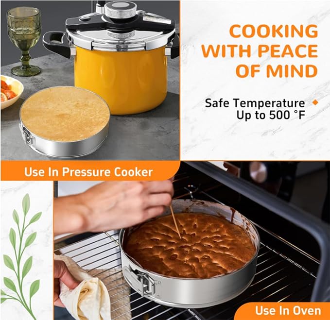 ZeroPone 10 Inch 304 Stainless Steel Springform Pan with Removable Bottom | Nonstick Round Spring Form Cheesecake Pan with 30 Pcs Parchment Paper Liners