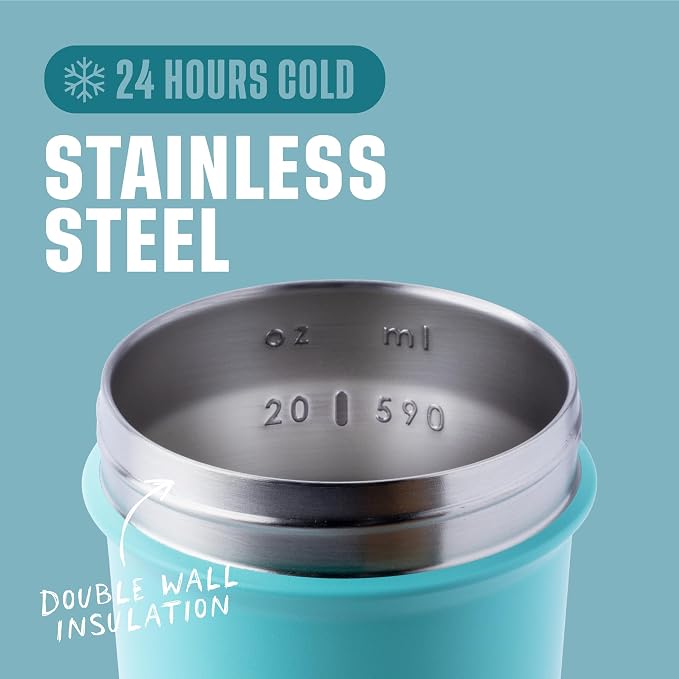 BlenderBottle Sport Sleek Stainless Steel Shaker Bottle 25 oz Seafoam