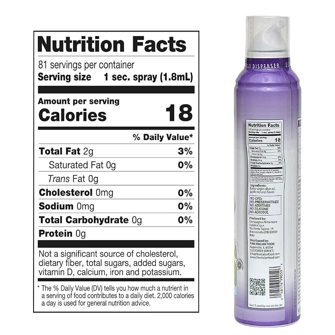 Mantova Extra Virgin Olive Oil Spray Garlic Flavored 8 oz. Spray Bottle - Manage Oil Amount - Great For Salads & Cooking (Pack of 2)