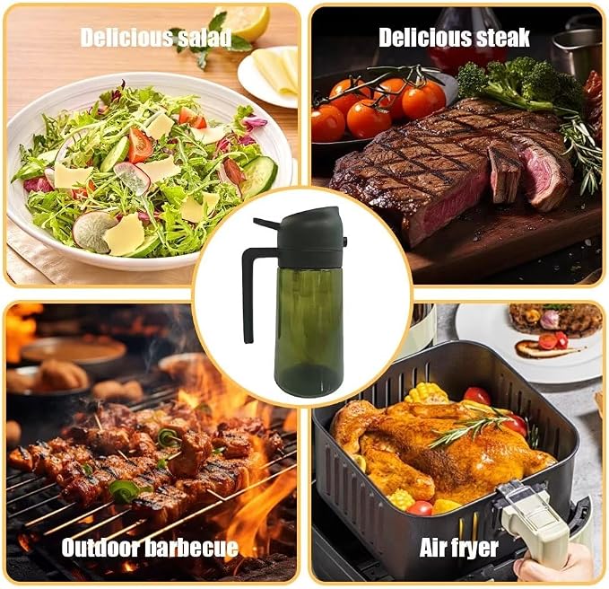 Kitchen Maiden 2 in 1 Oil Dispenser, New Kitchenmaiden 2 In 1 Oil Sprayer for Cooking，Olive Oil Dispenser Bottle Spray And Pour for Air Fryer, Salad, Frying, BBQ