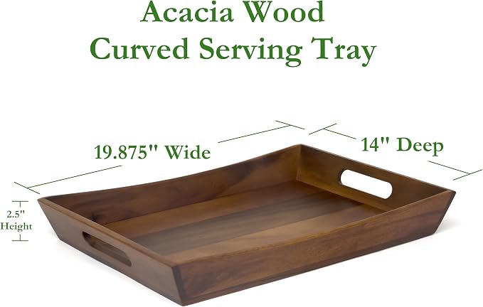 Lipper International 1165 Acacia Curved Serving Tray, 19.88" x 14" x 2.5"