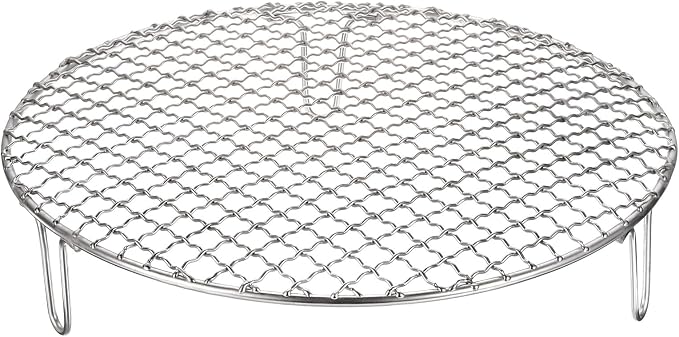 HARFINGTON Round Cooking Rack 10.4-inch Stainless Steel Cross Wire Barbecue Grill Net with 50mm Legs for Cooking Baking Steaming BBQ