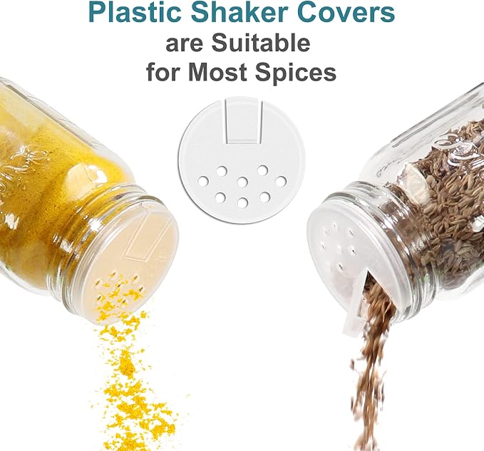 CycleMore 15 Pack 4oz Glass Spice Jars with Metal Caps and Shaker Lids