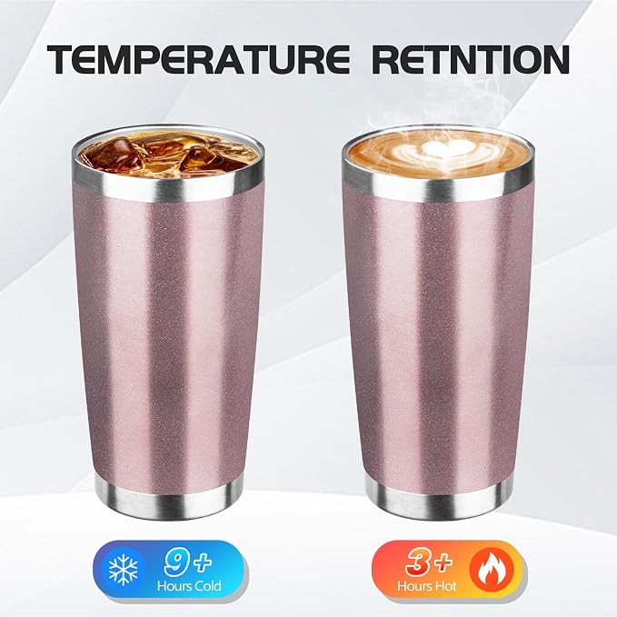 StarSpeed 8 Pack 20oz Stainless Steel Travel Coffee Tumbler,Rose Gold | Travel Coffee Mug Bulk,Spill-proof Lid,Double Wall,BPA-free Travel Cups,Insulated Cup Fits Car Cupholders