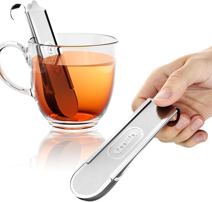 304 Stainless Steel Tea Infuser for Loose Leaf Tea Strainer Fine Mesh | 2-in-1 Tea Filter & Scoop for Easy & Fun Brewing, Feelife Tea Strainers for Loose Leaf Tea Steeper for Cup Mug