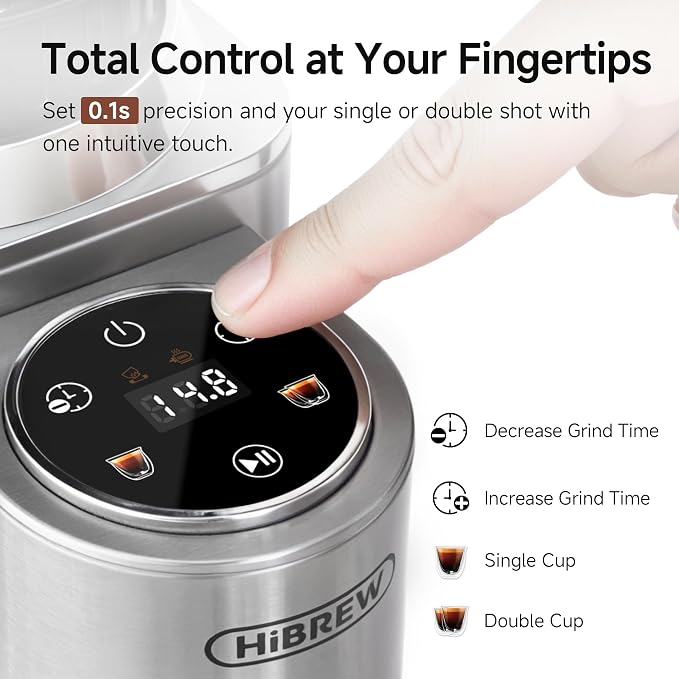 HiBREW G7 Electric Coffee Grinder, 48 Precise Grind Settings, 350g Hopper | Direct Dosing for Portafilter & Ground Cup, Professional Conical Burr Anti-Static Tech, Ideal for Espresso & French Press