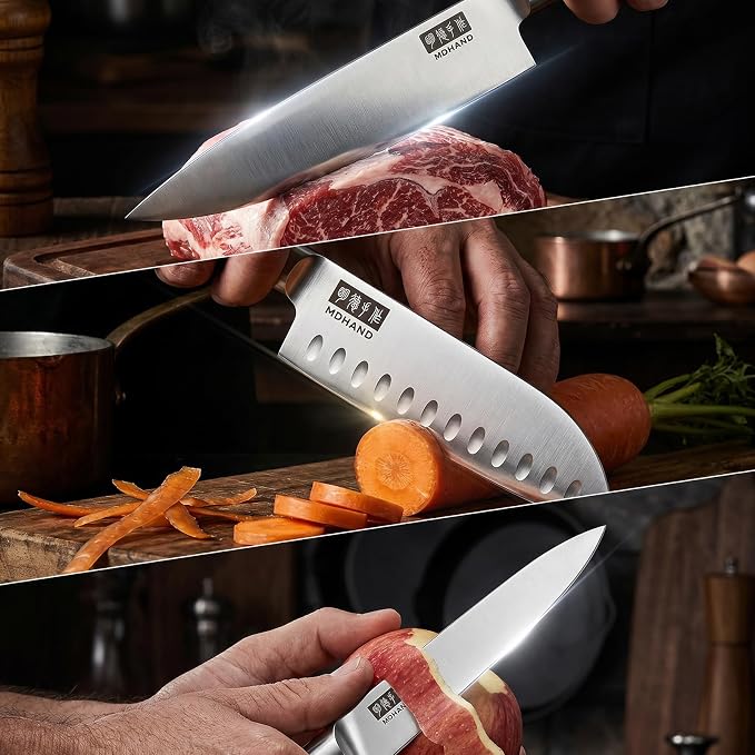 Kitchen Knife Set 7 Pieces, Ultra Sharp Japanese Knife Set Gift Box | High Carbon Stainless Steel Chef Knife Set with Pakkawood Handle, Knives Set for Kitchen & Home Cooking, Dishwasher Safe