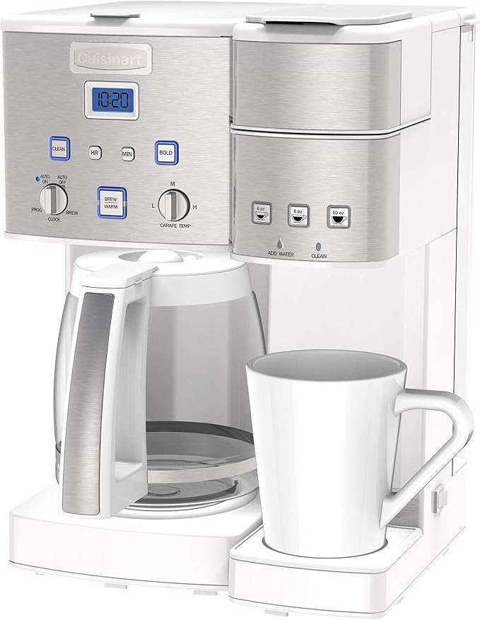 Cuisinart SS-15W Maker Coffee Center 12-Cup Coffeemaker and Single-Serve Brewer, White Stainless Steel