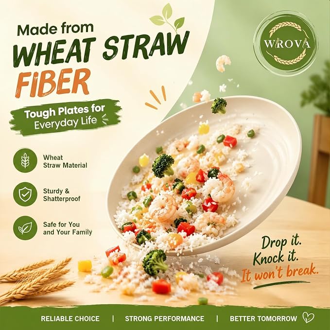 Unbreakable Plates Bowls and Cups Set, Wheat Straw Dinnerware Sets | 40PCS Dish Set, Bowls/Cups/Sauce Dishes/Deep Plate Sets for 8, Dishwasher Safe Daily Living Dinnerware for Dinner,Patio,Beige