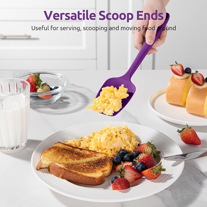 U-Taste Silicone Spatula Set 600°F High Heat Resistant, 4-Pcs, Purple | Food Grade Hot-Proof Seamless Rubber Scraper, Kitchen Flexible Silicon Cooking Utensil Set, Diswasher Safe Baking Supplies