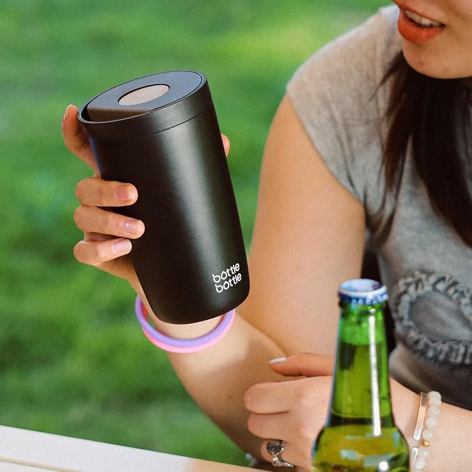 BOTTLE BOTTLE Insulated Coffee Tumbler with Push Button Lid 12oz(Black) | Leakproof,Stainless Steel Travel Mug,Keeps Drinks Hot & Cold for 6 Hours,for Office & On the Go