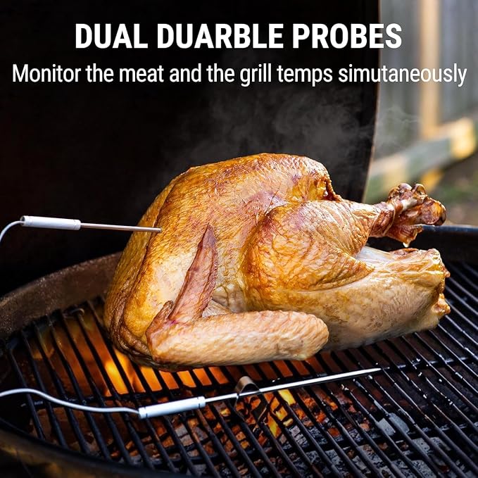 TempPro TempSync 500FT Wireless Meat Thermometer for Grilling and Smoking | RF Technology, 2 Probes, Alarms, Large Backlit LCD Display, Smoker BBQ Kitchen Food Thermometer for Meat Turkey Cooking Gift