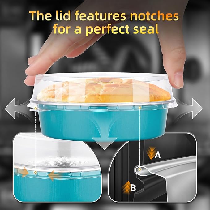 Beasea Disposable Mini Pie Tins with Lids, 120 Pack 7.3oz Blue Green Aluminum Foil Ramekins Small Pie Tart Tin Pans Cake Baking Cups Round Individual Tart Cheesecake Containers for Party Wedding