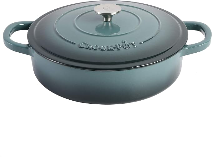Crock-Pot Crock Pot Artisan Enameled Cast Iron Braiser W/Lid, 5 Quart, Slate Gray (Pack of 2)