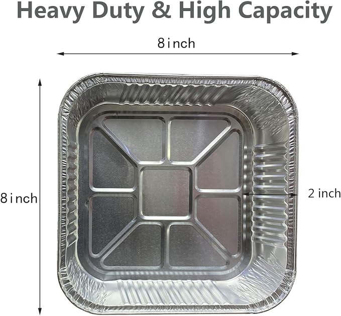 Waytiffer 25pack-8x8 Aluminum foil Pans Disposable Square baking Cake Pans | Heavy Duty 8x8 Baking Pan Disposable Foil Pans,Cooking Tins Homemade Breads Oven Pans,Foil Pan, Baking pan Roasting