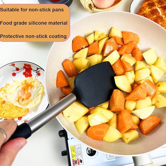 KLAQQED Spatula Set Silicone Heat Resistant for Nonstick Cookware Rubber Silicone Spatula Turner Fish, Large Nonstick Plastic Egg Wok Spatula for kitchen use Cooking Utensils Set