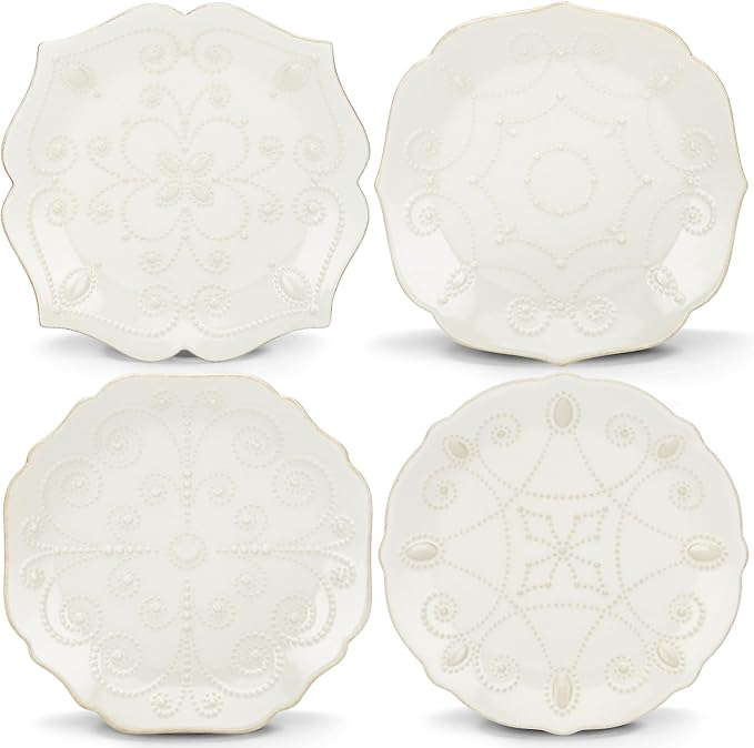 Lenox 829072 French Perle White 4-Piece Assorted Dessert Plate Set