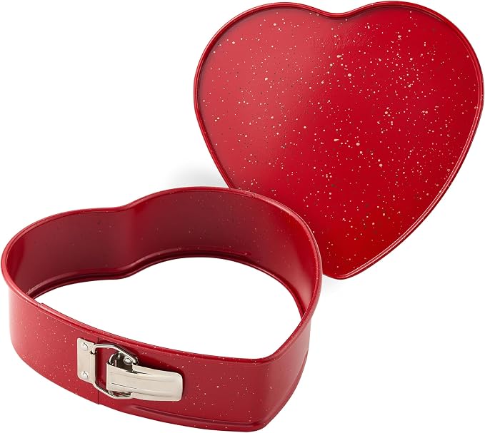 casaWare Heart Springform 10-Inch Pan, Ceramic Coated NonStick Red Granite
