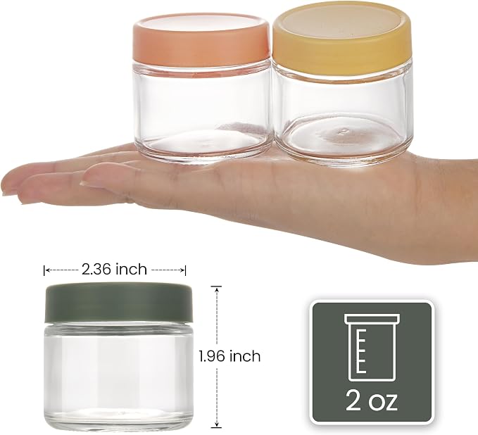 Lulonpon 8-Pack Thick Glass 2oz Mini Mason Jars with Lids - Airtight Condiment Containers, Salad Dressing Cups & Sauce Bottles for Lunch Box, Travel, Pantry Storage ﻿