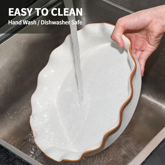Ceramic Pie Pan for Baking[10.5 inch],Reusable NonStick Ceramic Baking Dish | Reusable NonStick Ceramic Pie Plate with Ruffled Edge,Deep and Fluted Pie Dish for Apple Pie,Quiche,Pot Pie, Tart, etc（White）