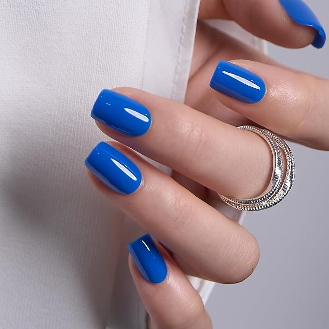 CurvLife Short Square Ombre Cat Eye Press On Nails, Cloud Fade Gray White | 32PCS, 16 Sizes, Salon-Quality Natural Fake Nails, Curved Fit, 7-14 Day Glue-On Wear, Reusable Stick-On Nails, Press-On Kit